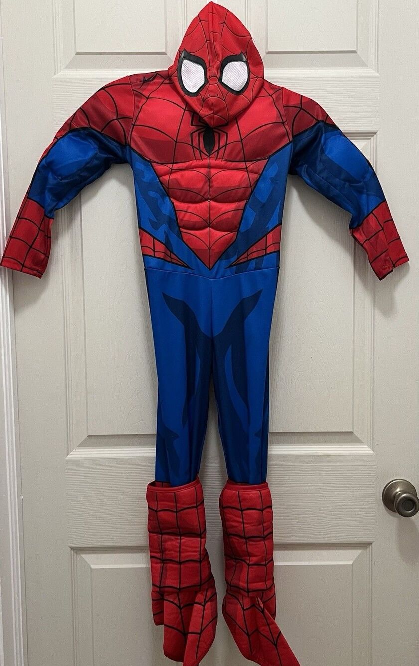 Marvel Spider-Man Kids Small Muscle Chest Padded Costume Mask Shoe Covers Rubies